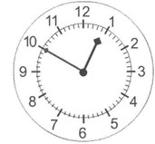 the hour hand is between 12 and 1 , the minute hand is pointing at 10