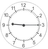 the hour hand is between 9 and 10, the minute hand is pointing at 3