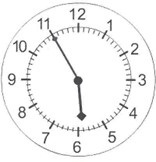the hour hand is between 5 and 6, the minute hand is pointing at 11