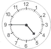 the hour hand is between 4 and 5, the minute hand is pointing at 9