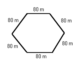 a hexagon whose sides are all 80m