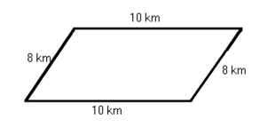a parallelogram whose sides are 8km, 10 km, 8 km, 10 km