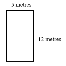 a rectangle that is 5m long and 12m wide