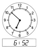 the hour hand is between 6 and 7, the minute hand is pointing at the second mark after 10