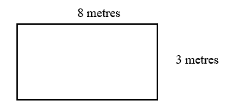 a rectangle with length= 8 metres, width = 3 metres