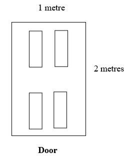 a door with length=1 metre, width=2 metres
