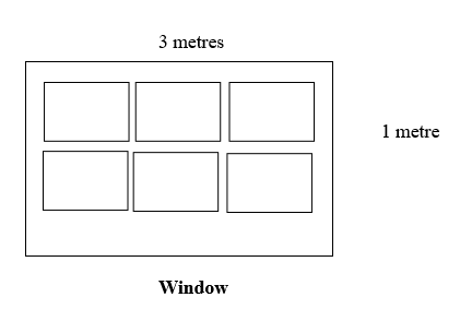a window with length=3 metres, width=1 metre