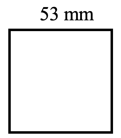 square. side 53 millimetre