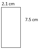 a rectangle whose length=7.5cm, width=2.1cm