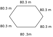 a hexagon whose sides are 80.3m, 80.3m, 80.3m, 80.3m, 80.3m, 80.3m