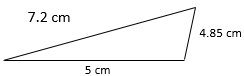 a triangle whose sides are 7.2cm, 5cm, 4.85cm