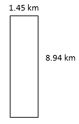 a rectangle whose length=8.94km, width=1.45km