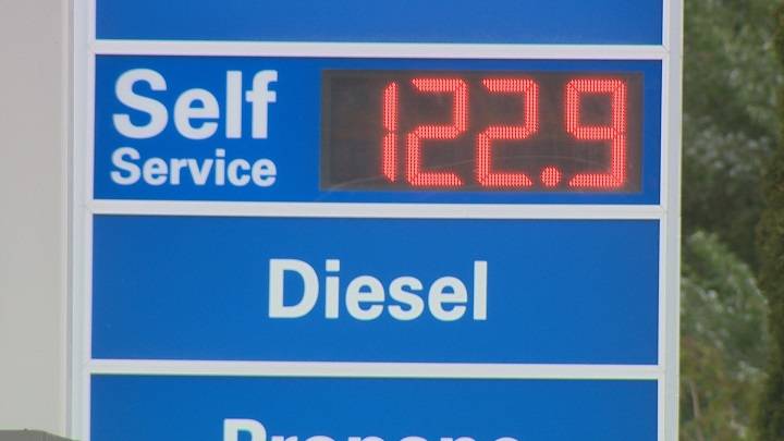 The price of gas at a gas station is showing as $1.229.
