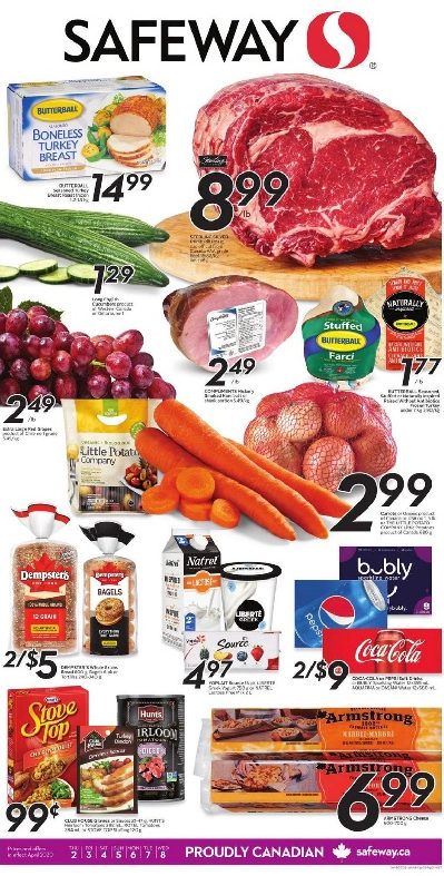 A Safeway flyer showing the price of different types of grocery items. For example, cheese is $6.99.