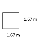 a square whose sides are 1.67 m