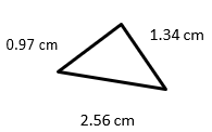 a triangle whose sides are 0.97 cm, 2.56 cm, 1.34 cm