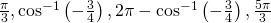 \frac{\pi }{3},{\mathrm{cos}}^{-1}\left(-\frac{3}{4}\right),2\pi -{\mathrm{cos}}^{-1}\left(-\frac{3}{4}\right),\frac{5\pi }{3}