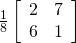 \frac{1}{8}\left[\begin{array}{cc}2& 7\\ 6& 1\end{array}\right]