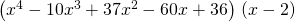 Rendered by QuickLaTeX.com \left({x}^{4}-10{x}^{3}+37{x}^{2}-60x+36\right)÷\left(x-2\right)
