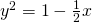 {y}^{2}=1-\frac{1}{2}x