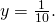 \,y=\frac{1}{10}.