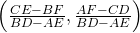 \left(\frac{CE-BF}{BD-AE},\frac{AF-CD}{BD-AE}\right)