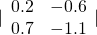 |\begin{array}{cc}0.2& -0.6\\ 0.7& -1.1\end{array}|