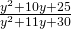 \frac{{y}^{2}+10y+25}{{y}^{2}+11y+30}