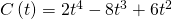 Rendered by QuickLaTeX.com \,C\left(t\right)=2{t}^{4}-8{t}^{3}+6{t}^{2}