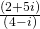 Rendered by QuickLaTeX.com \frac{\left(2+5i\right)}{\left(4-i\right)}