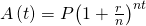 Rendered by QuickLaTeX.com A\left(t\right)=P{\left(1+\frac{r}{n}\right)}^{nt}