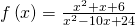 f\left(x\right)=\frac{{x}^{2}+x+6}{{x}^{2}-10x+24}