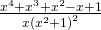 Rendered by QuickLaTeX.com \frac{{x}^{4}+{x}^{3}+{x}^{2}-x+1}{x{\left({x}^{2}+1\right)}^{2}}