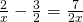 Rendered by QuickLaTeX.com \frac{2}{x}-\frac{3}{2}=\frac{7}{2x}