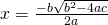 Rendered by QuickLaTeX.com x=\frac{-b±\sqrt{{b}^{2}-4ac}}{2a}