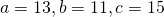 Rendered by QuickLaTeX.com a=13,b=11,c=15
