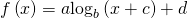 Rendered by QuickLaTeX.com f\left(x\right)=a{\mathrm{log}}_{b}\left(x+c\right)+d