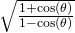 ±\sqrt{\frac{1+\mathrm{cos}\left(\theta \right)}{1-\mathrm{cos}\left(\theta \right)}}