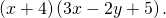 \,\left(x+4\right)\left(3x-2y+5\right).