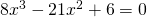 Rendered by QuickLaTeX.com 8{x}^{3}-21{x}^{2}+6=0
