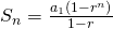 Rendered by QuickLaTeX.com {S}_{n}=\frac{{a}_{1}\left(1-{r}^{n}\right)}{1-r}