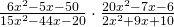 \frac{6{x}^{2}-5x-50}{15{x}^{2}-44x-20}\cdot \frac{20{x}^{2}-7x-6}{2{x}^{2}+9x+10}