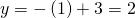 y=-\left(1\right)+3=2