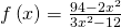 f\left(x\right)=\frac{94-2{x}^{2}}{3{x}^{2}-12}