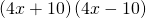 Rendered by QuickLaTeX.com \left(4x+10\right)\left(4x-10\right)