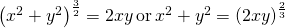 Rendered by QuickLaTeX.com {\left({x}^{2}+{y}^{2}\right)}^{\frac{3}{2}}=2xy\,\text{or}\,{x}^{2}+{y}^{2}={\left(2xy\right)}^{\frac{2}{3}}