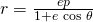 Rendered by QuickLaTeX.com r=\frac{ep}{1+e\text{ }\mathrm{cos}\text{ }\theta }