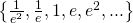 Rendered by QuickLaTeX.com \left\{\frac{1}{{e}^{2}}, \frac{1}{e}, 1, e, {e}^{2},...\right\}