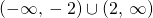 Rendered by QuickLaTeX.com \,\left(-\infty \text{,}\,-\text{2}\right){{\cup }^{\text{}}}^{\text{}}\left(2,\,\infty \right)\,