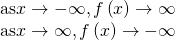 \begin{array}{l}\text{as} x\to -\infty , f\left(x\right)\to \infty \\ \text{as} x\to \infty , f\left(x\right)\to -\infty \end{array}